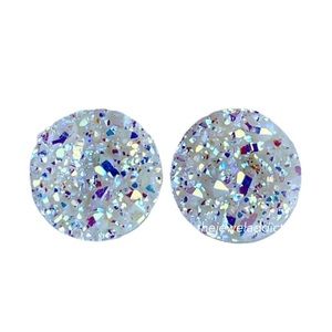 3 for 15🎀Opal white faux titanium Druzy studs